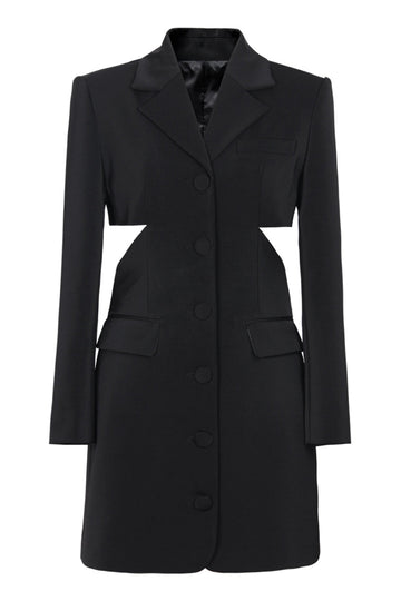 Black Notched Lapel Cut Out Women Formal Suits with Bow